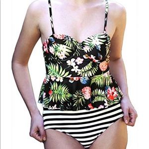 Cupshe Time Slips Away Tankini Swimsuit Floral